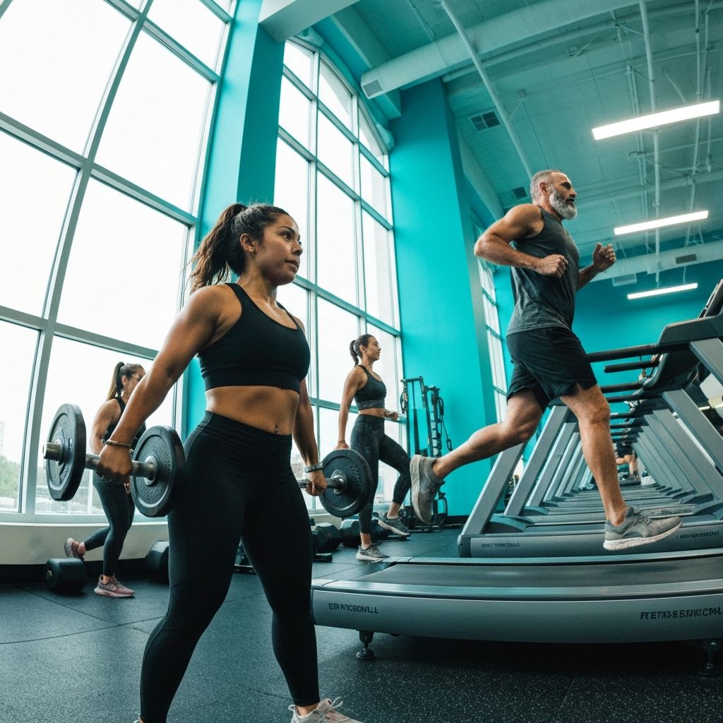 Athletes training in gym